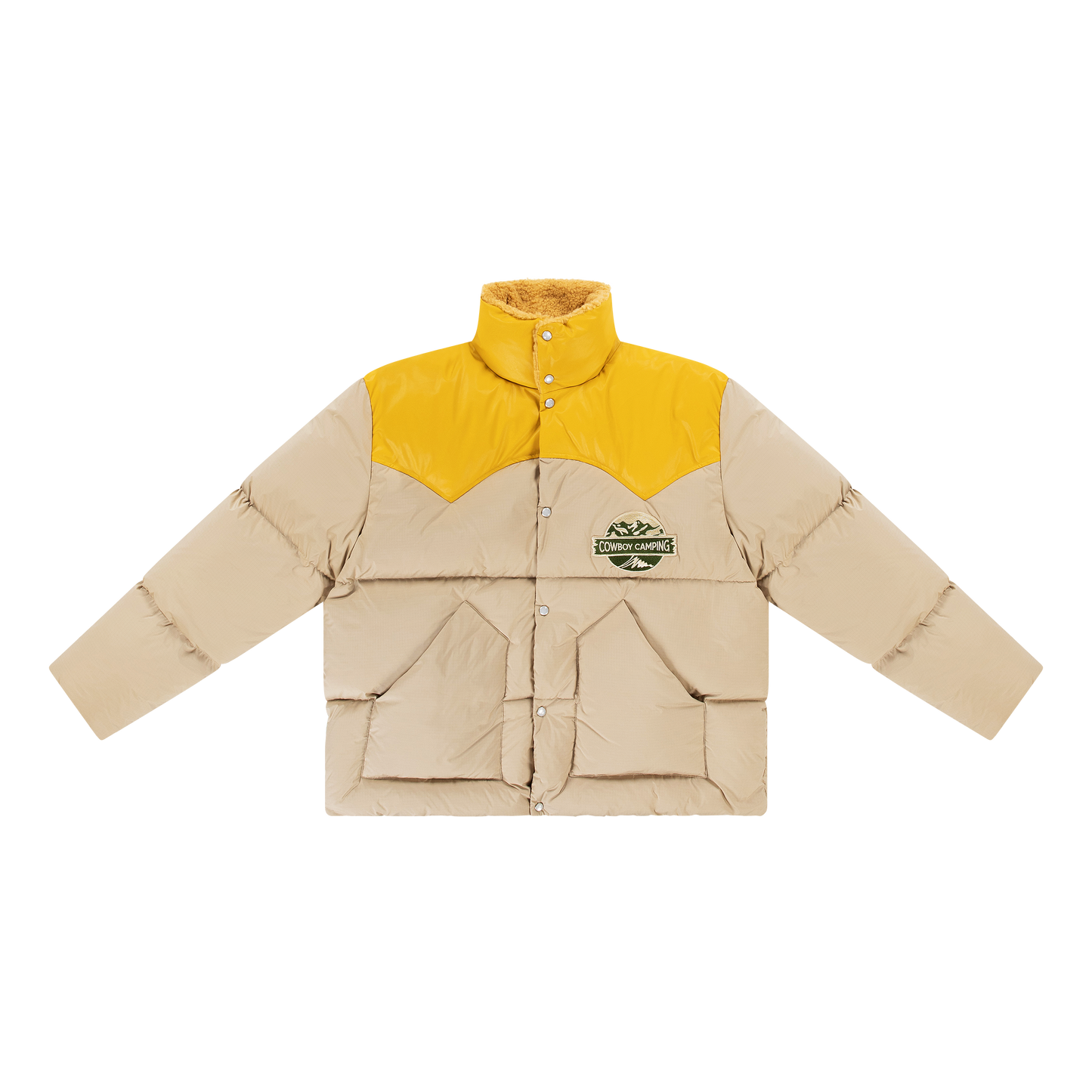 Cowboy Camping Down Leather Yoke Shearling Coat Yellow Marshmallow
