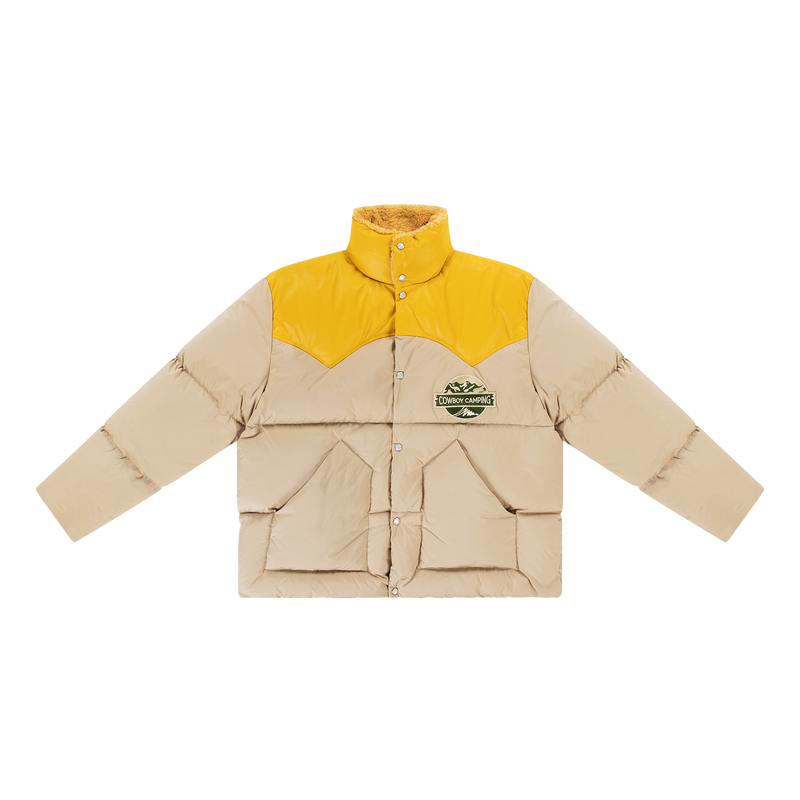 Cowboy Camping Down Leather Yoke Shearling Coat Yellow Marshmallow