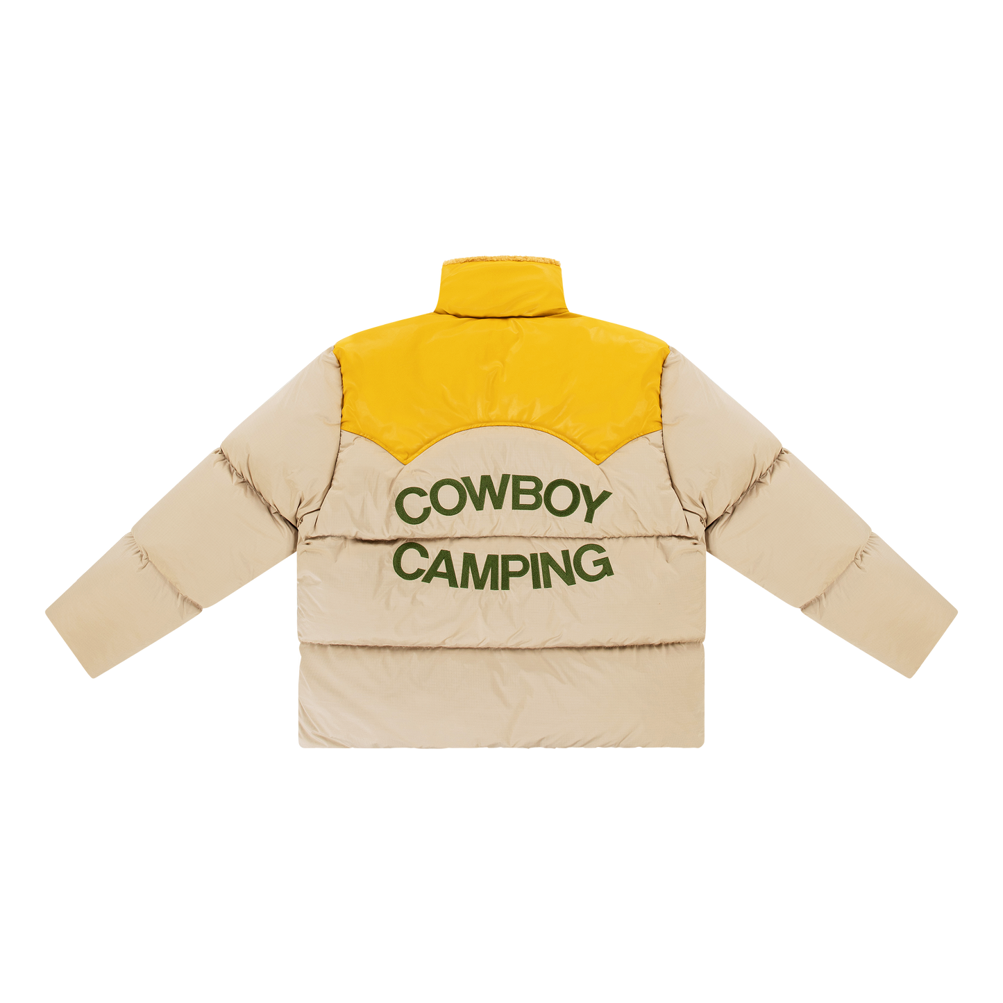 Cowboy Camping Down Leather Yoke Shearling Coat Yellow Marshmallow