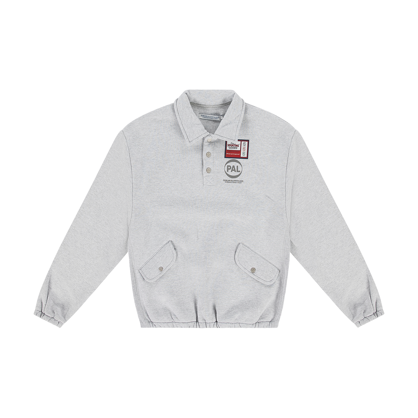 New TM Button Down Collared Sweater Light Gray Marl