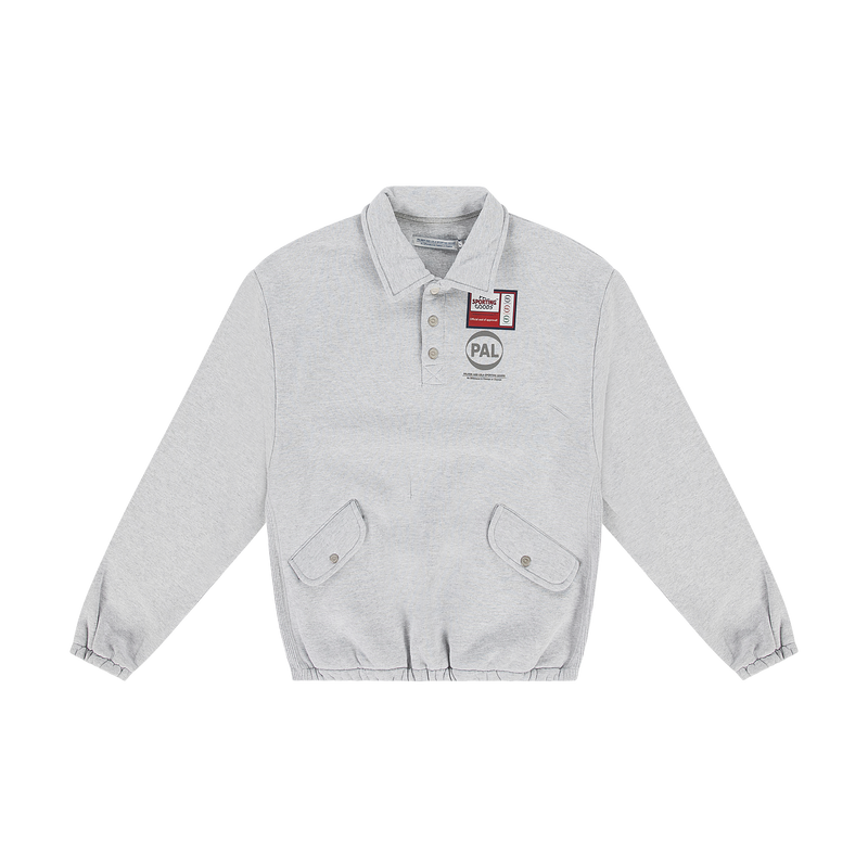 New TM Button Down Collared Sweater Light Gray Marl