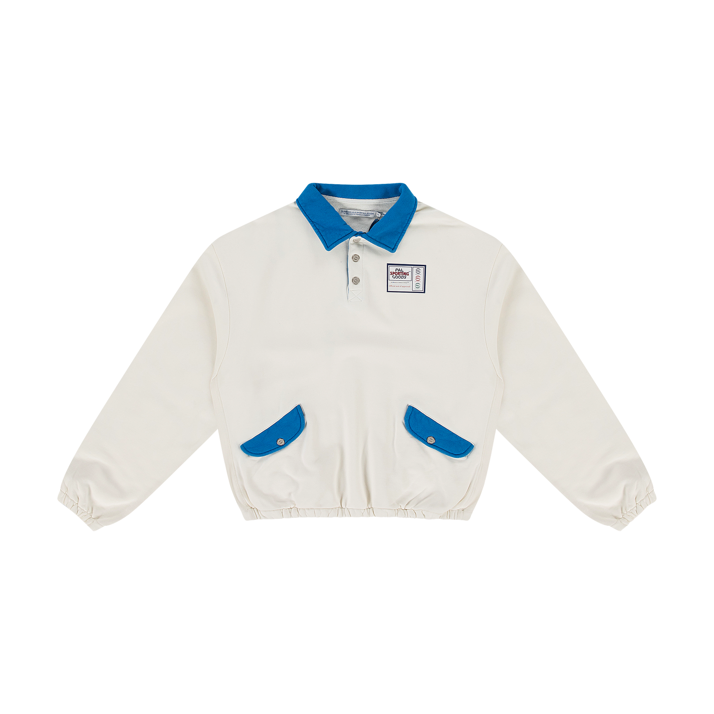 River Rats Button Down Half Zip Marshmallow Blue