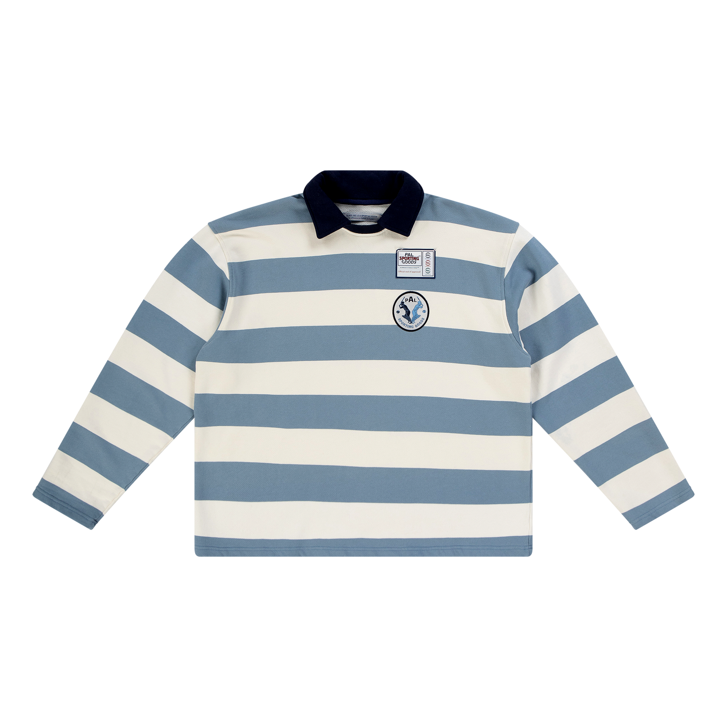 Batting & Fielding Striped Crewneck Polo Marshmallow Cold Blue
