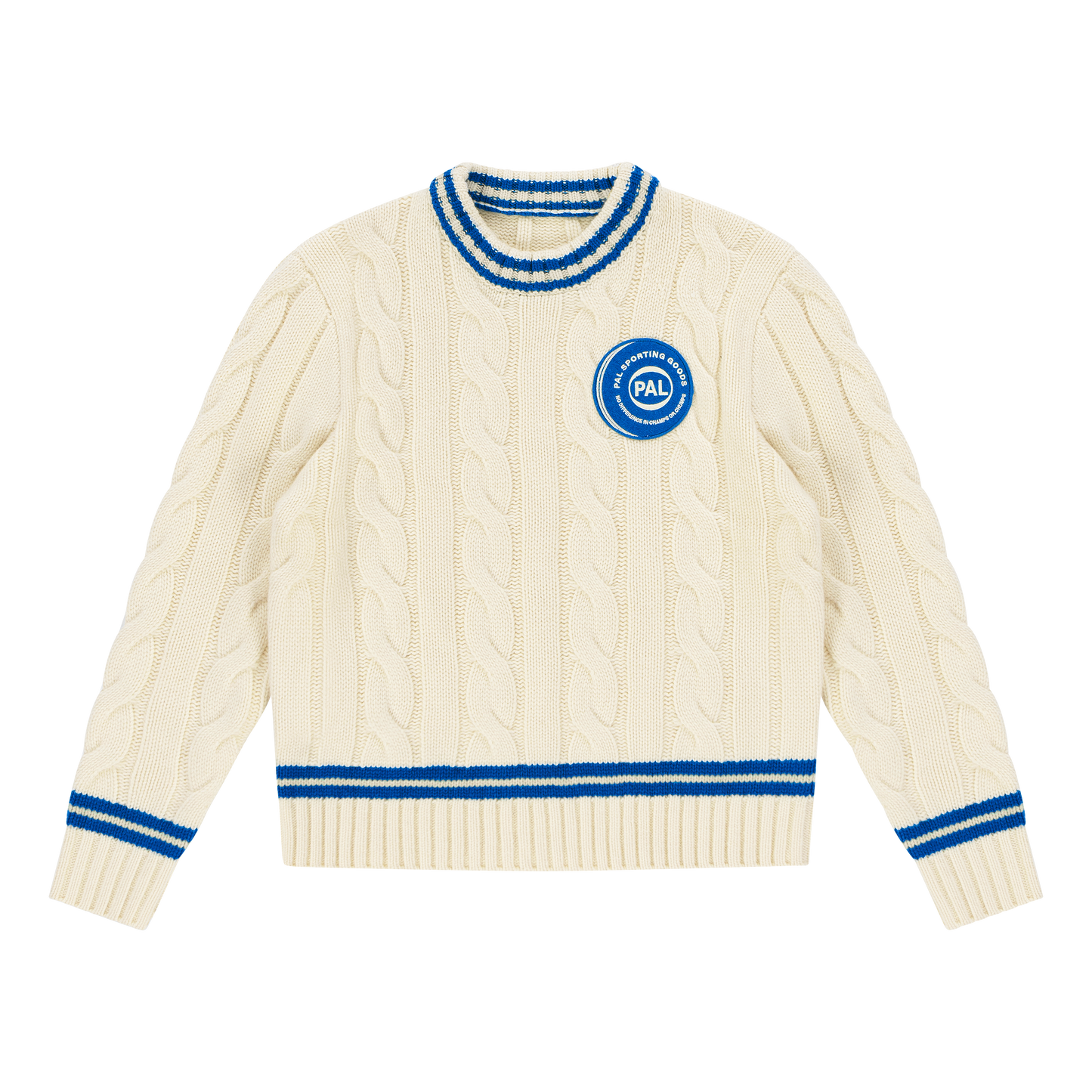 Bye Cable Knit Wool Cricket Sweater Marshmallow Blue