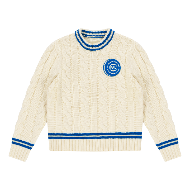 Bye Cable Knit Wool Cricket Sweater Marshmallow Blue