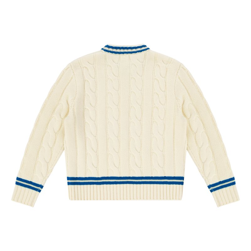 Bye Cable Knit Wool Cricket Sweater Marshmallow Blue